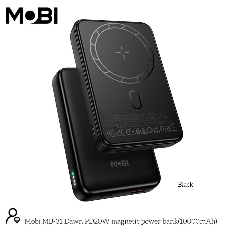 Power bank Mobi MB-31 PD 20W 10000mAh compatibil Magsafe negru