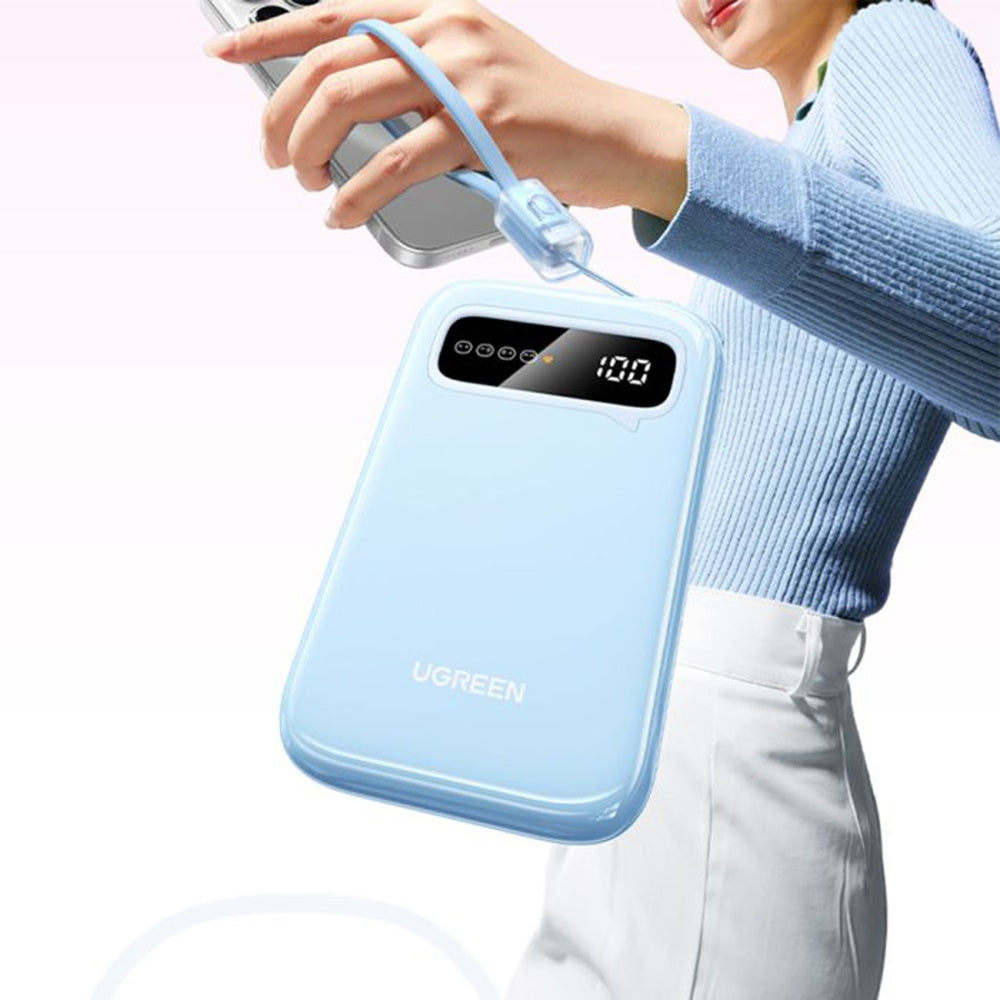 Power Bank Ugreen PB522 10000mAh 20W USB-C cu Afișaj Digital, Albastru - imagine 3