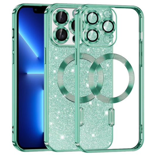 Husa premium iPhone 13 Pro Max Techsuit Luxury Glitter MagSafe, verde deschis