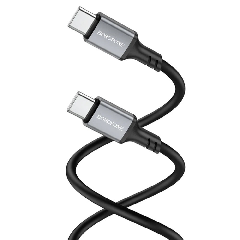 Cablu USB-C la USB-C 60W 3A Borofone BX83 Famous, 1m, Silicon, Negru