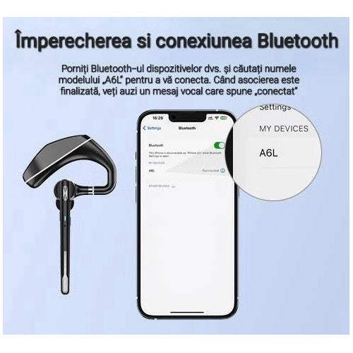 Cască Call Center Bluetooth Techsuit Hearyo A6L, BT 5.3 - imagine 5