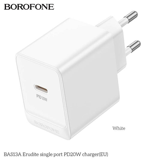 Încărcător Priză Borofone BAS13A USB-C PD 20W, QC, FCP, AFC, Alb