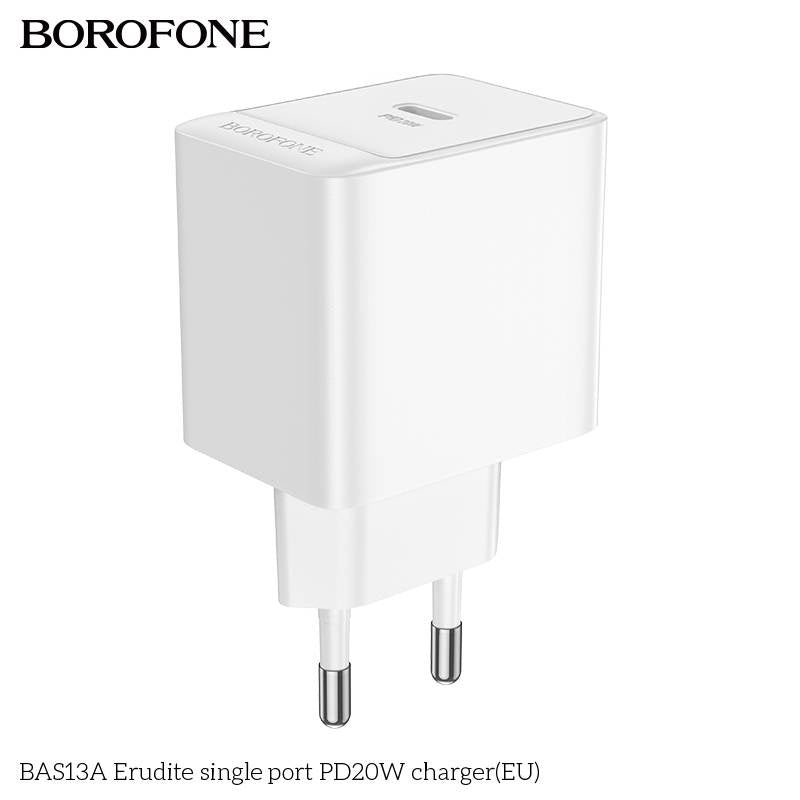 Încărcător Priză Borofone BAS13A USB-C PD 20W, QC, FCP, AFC, Alb - imagine 2
