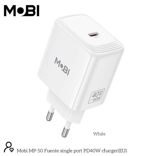 Incarcator priza Mobi MP-50 cu un port USB-C PD 40W alb