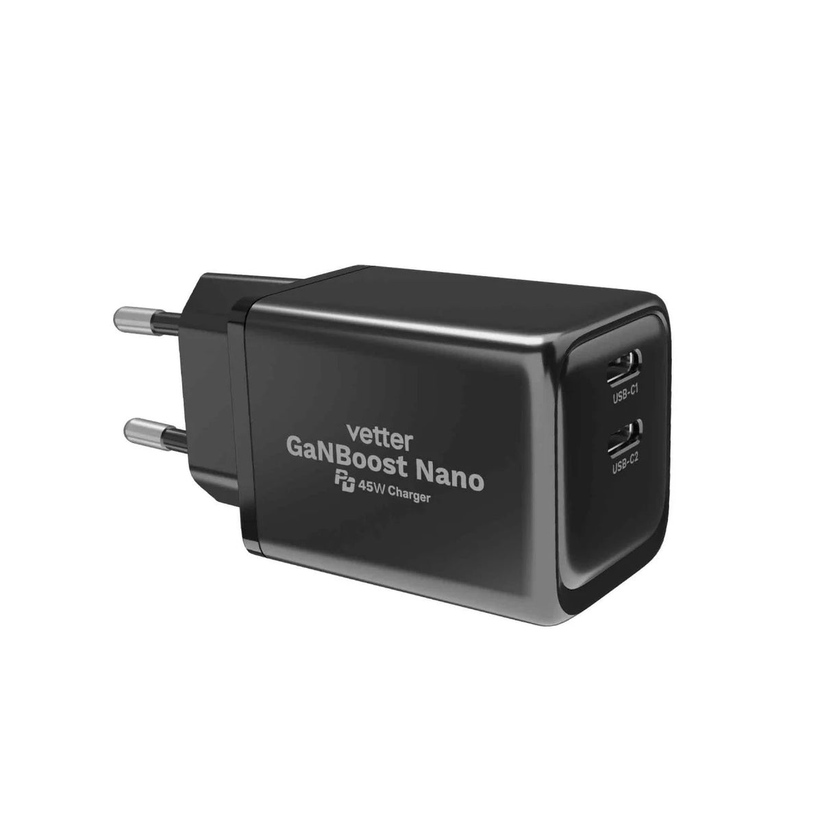 Încărcător Vetter GaNBoost Nano 45W GaN, 2× USB-C PD + PPS, Travel