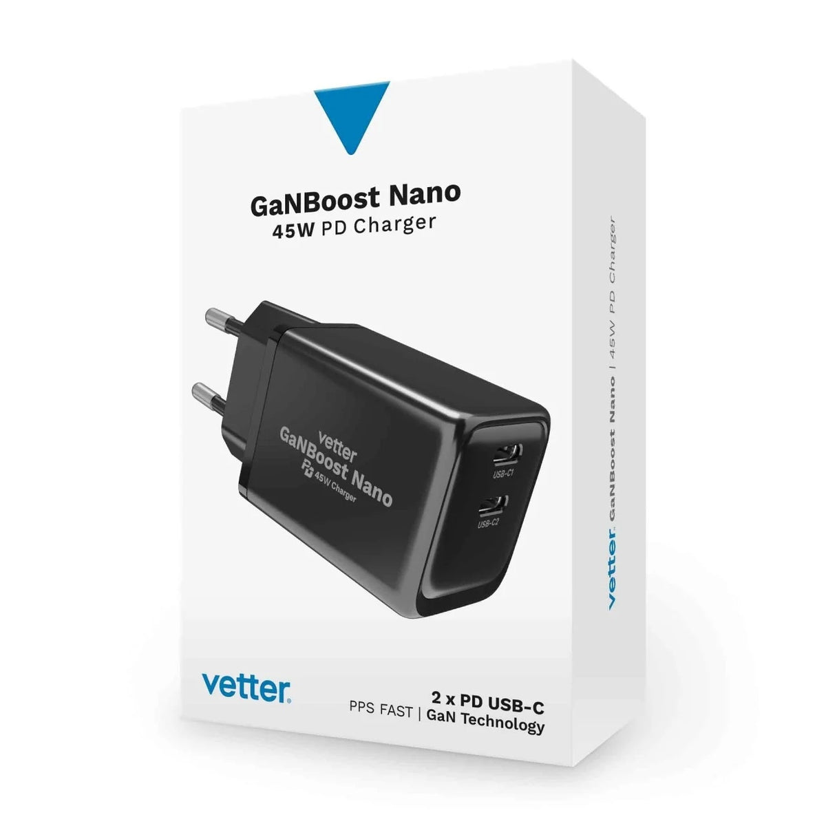 Încărcător Vetter GaNBoost Nano 45W GaN, 2× USB-C PD + PPS, Travel - imagine 3