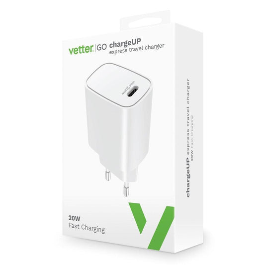 Încărcător Vetter Go USB-C Power Delivery 20W pentru iPhone, Alb