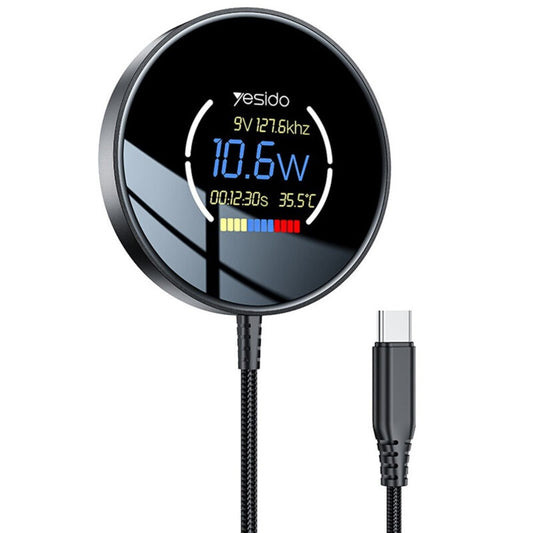 Încărcător Wireless Magnetic Yesido DS28, Display, 15W, Negru