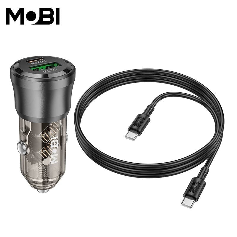Set Încărcător Auto Mobi MA-01 Dual Port USB-C PD + USB-A QC 3.0 38W - imagine 2