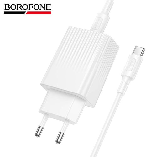 Set Încărcător Priză Borofone BAS75A USB-C PD 30W + Cablu USB-C, Alb
