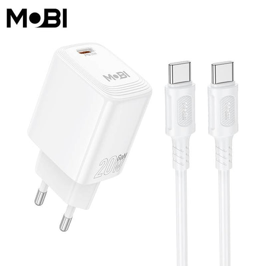 Set Încărcător Priză Mobi MP-20 USB-C PD 20W + Cablu USB-C la USB-C