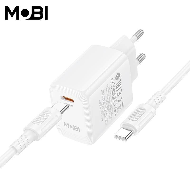 Set Încărcător Priză Mobi MP-20 USB-C PD 20W + Cablu USB-C la USB-C - imagine 2