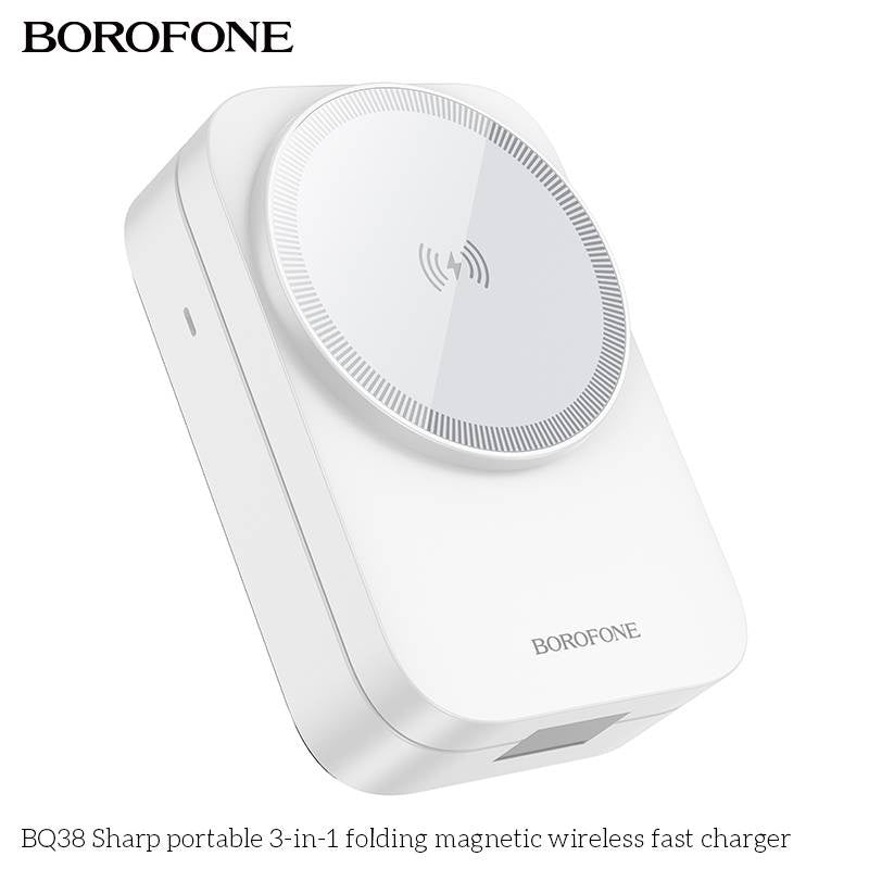 Stație Încărcare Wireless Borofone BQ38 Sharp 3 în 1, 15W, MagSafe - imagine 2