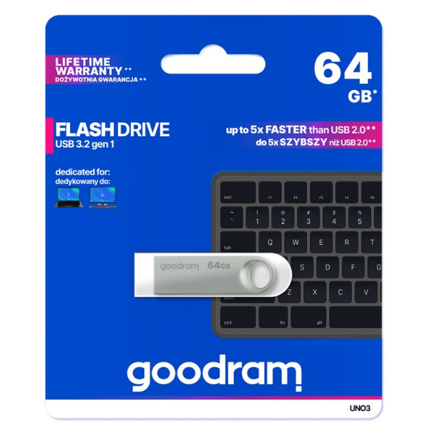 Stick USB-A 3.2 Goodram UNO3 64GB, 60MB/s, USB 3.2 Gen 1 - imagine 2